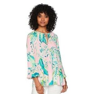 Lilly Pulitzer Willa Flounce Coral Reef Tint
Chimpoiserie Pullover Top Size XS